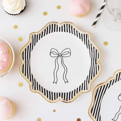 Black White Gold Party Plates 23cm – Pack of 8 Birthday Tableware