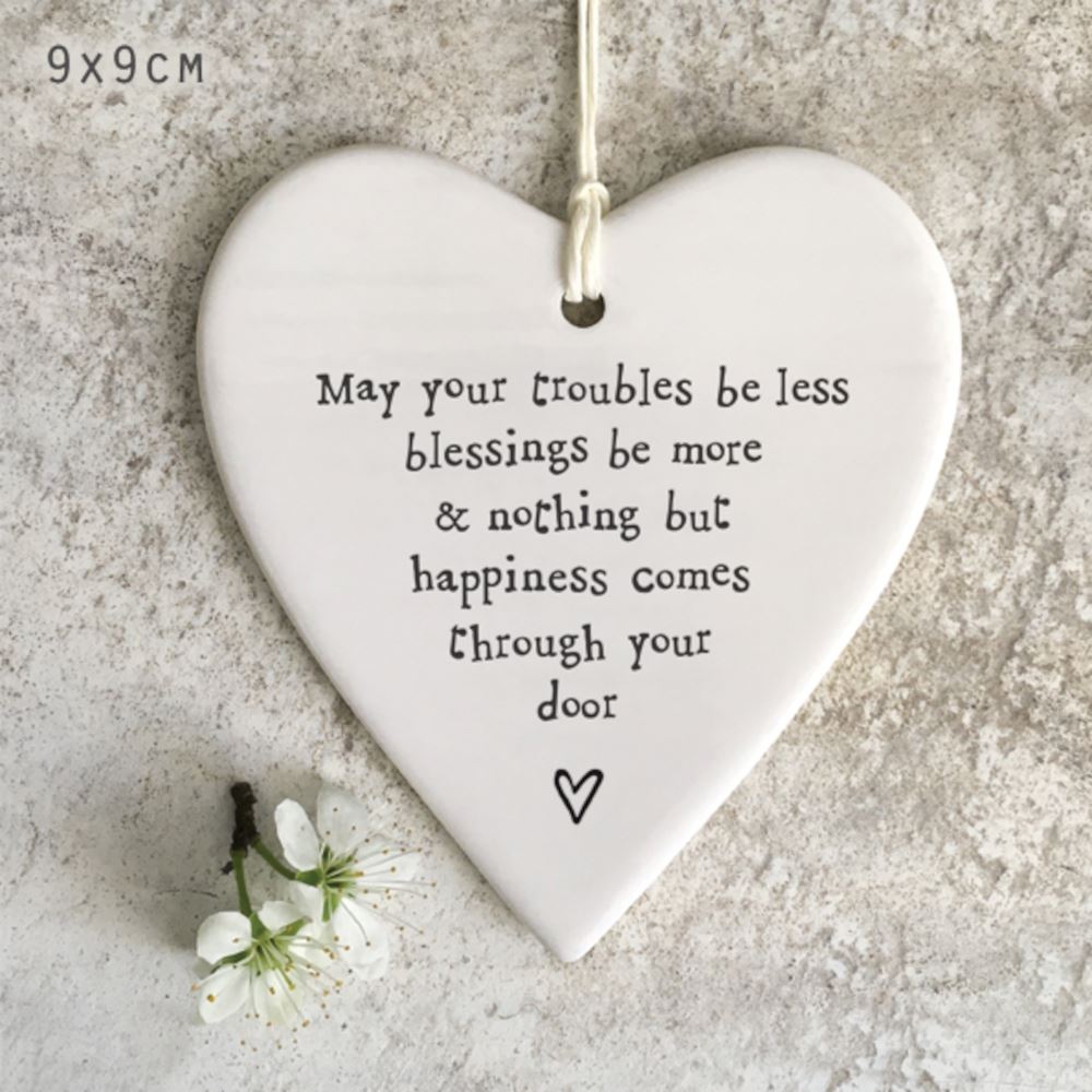 east-of-india-porcelain-heart-happiness-comes-through-your-door|4216|Luck and Luck| 1