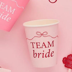 Pink Team Bride Paper Cups Hen Party Tableware (Pack of 8, 8 cm)