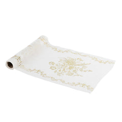 White Gold Muslin Table Runner – Elegant Wedding Table Decor 5m