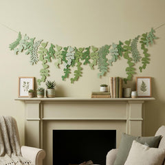 Botanical Leaf Birthday Banner for Modern Green Party Hanging Displays, 2 m