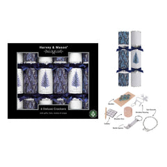 Deluxe Blue Tree Christmas Crackers Festive Party Tableware Decorations Set of 6