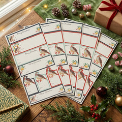 Partridge Pear Christmas Gift Label Stickers Cream Red Festive Gift Wrap Set of 40