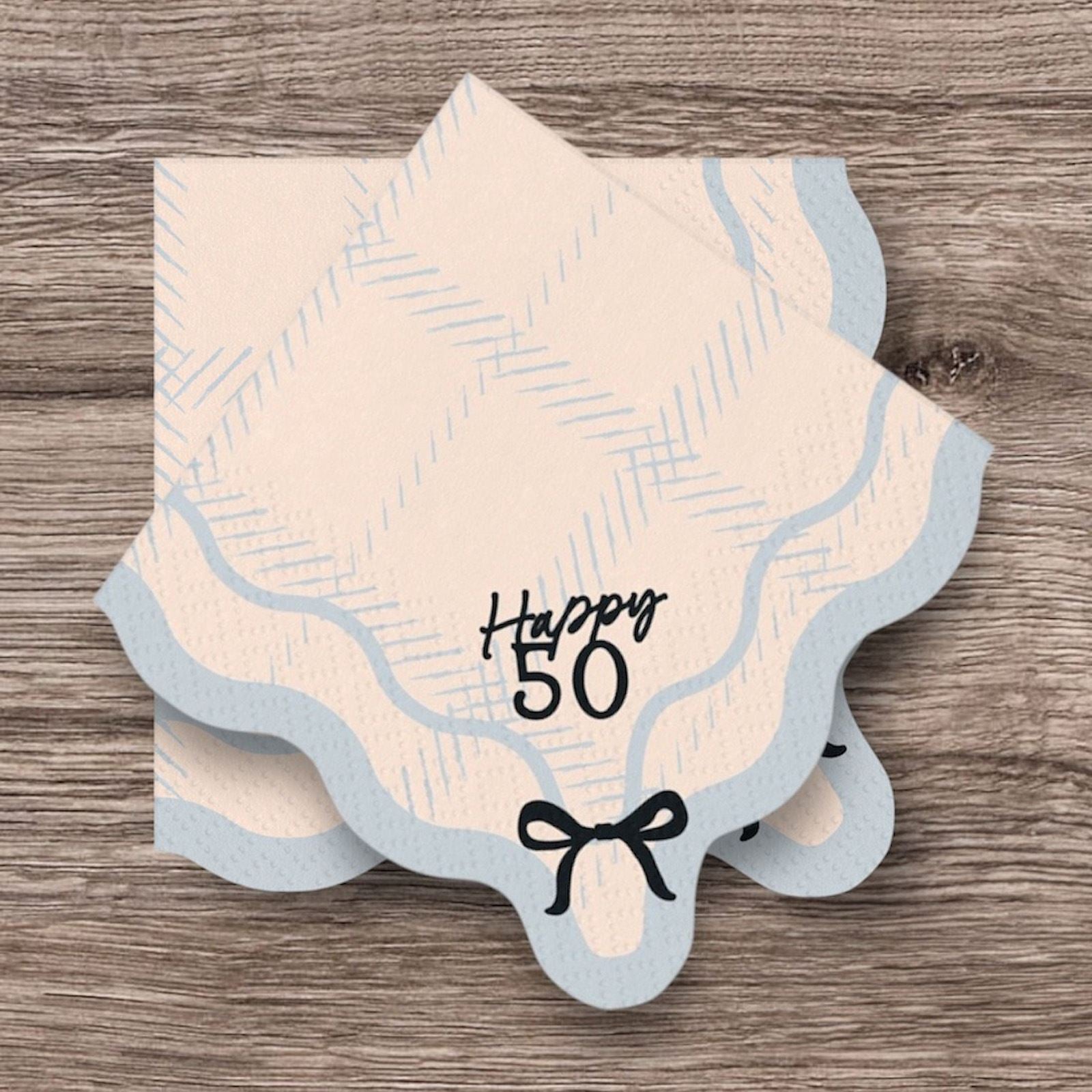 happy-50-paper-party-napkins-black-bow-design-50th-birthday|SP33-102-50|Luck and Luck| 1