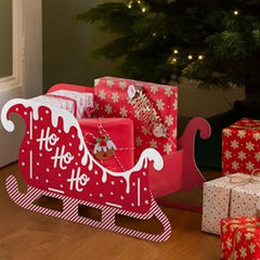 Festive Red Present Sleigh Santa Christmas Eve Seasonal Home Decoration Display