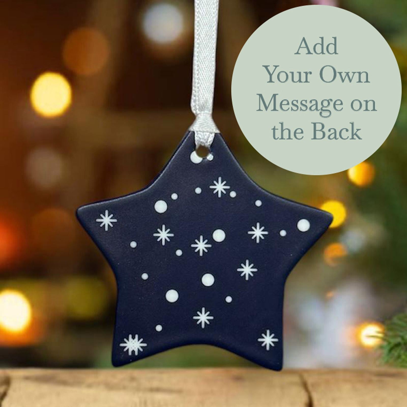 personalised-hanging-christmas-porcelain-star-navy-white-stars|LLUXXMASSTARD2|Luck and Luck| 1