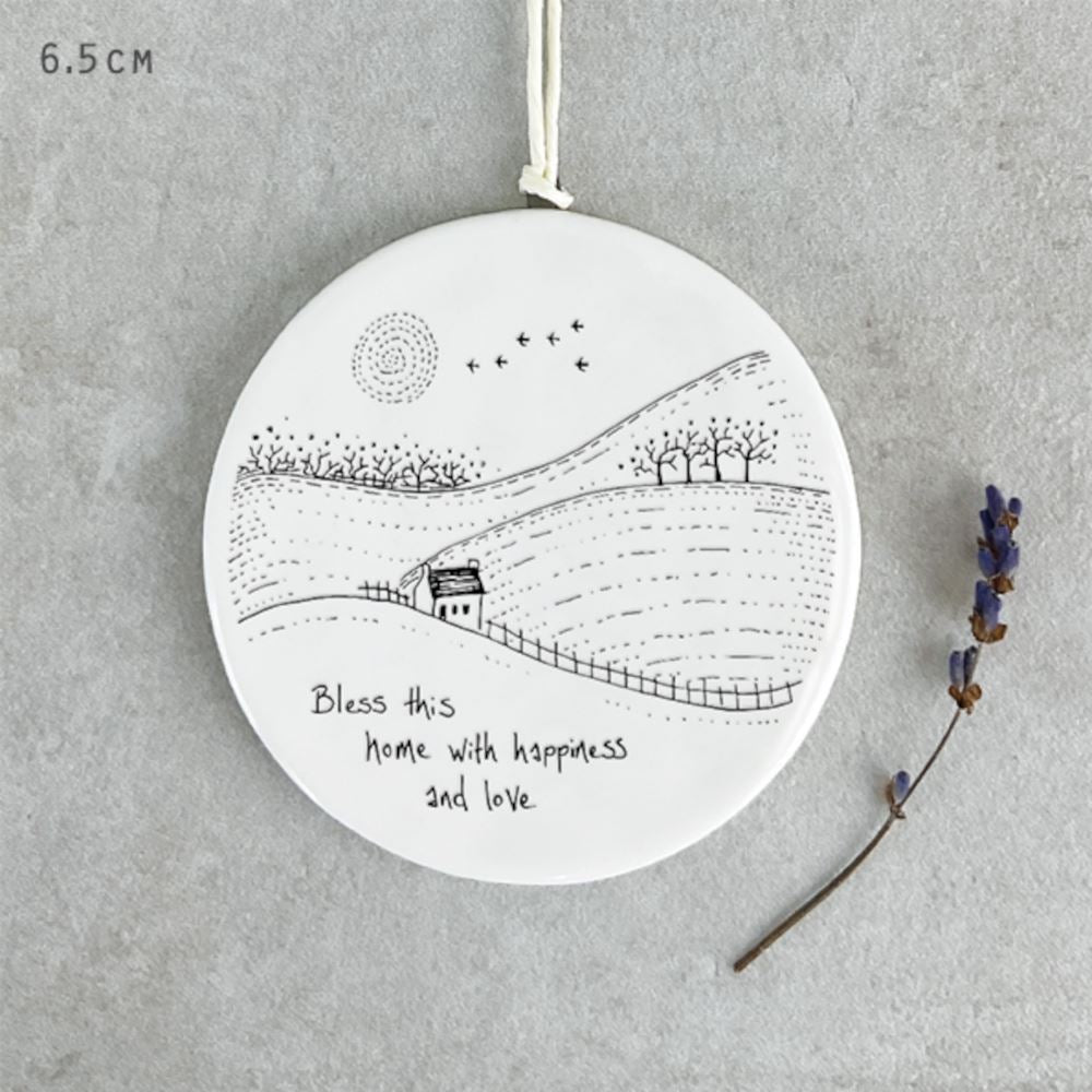 east-of-india-porcelain-round-hanger-bless-this-home-gift|6340V2|Luck and Luck| 1