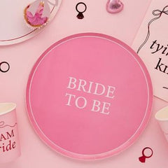 Pink Bride To Be Paper Plates Hen Party Tableware Bridal Shower (8 Pack, 23 cm)