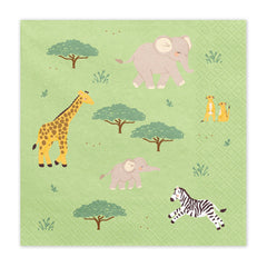 Safari Paper Napkins Kids Party Tableware (Pack of 12, 16.5cm)