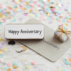Happy Anniversary Rubber Stamp for Rustic DIY Crafting and Decorative Gift Wrapping