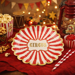Vintage Circus Paper Plates for Birthday Parties, Celebrations & Party Tables (Pack of 8, 23 cm Diameter)