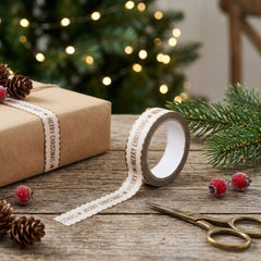 Gilded Gold Cream Merry Christmas Paper Tape Festive Gift Wrap Craft Decoration 2m