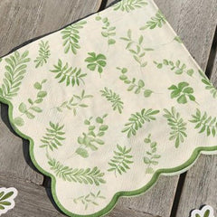 Botanical Paper Napkins Green White Party Tableware (Pack of 16, 16.5cm)