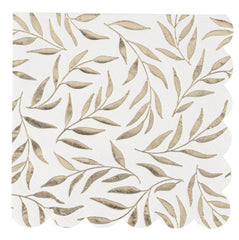 White & Gold Cocktail Napkins – Elegant Wedding Party Tableware Pack of 20