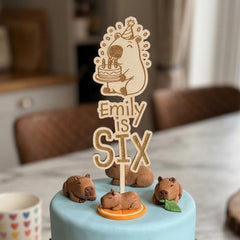 Personalised Capybara Wooden Cake Topper Birthday Name Age Decoration 22.5 cm