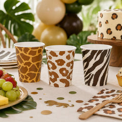 Safari Print Paper Cups Kids Party Tableware (Pack of 6, 7.5cm)