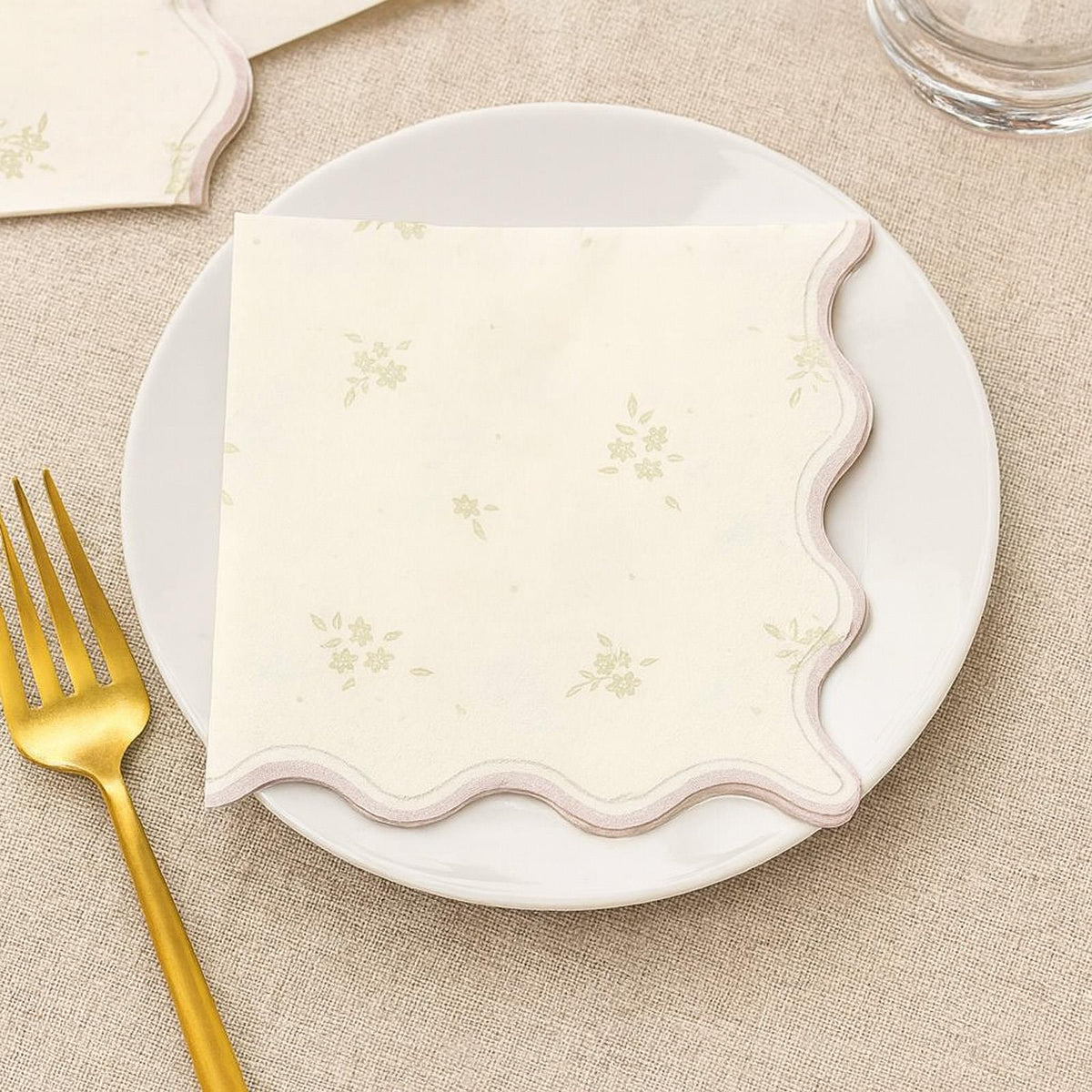 Spring Party Napkins 16 Pack – Sage Green Pale Yellow Gold 33cm