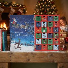 Wood Christmas Advent Calendar Stick Man Santa Mini Drawers Green Red Festive Decor