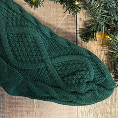 Classic Green Christmas Stocking with Rustic Charm – Festive Holiday Decor for Fireplace Mantel, Perfect for Gifting