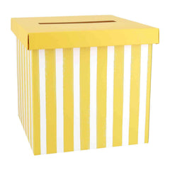 Yellow & White Paper Birthday Card Box for Cards and Messages (20 cm)