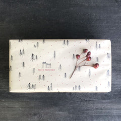 East of India Forest Christmas Kraft Wrapping Paper Roll in Brown Red Festive Design for Gifts 5m