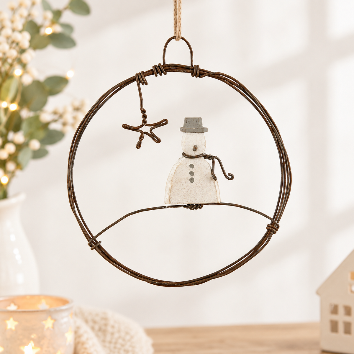 Snowman Wreath Hanging Christmas Decoration for Festive Trees and Displays
