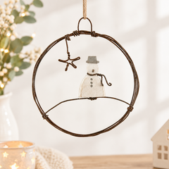 Snowman Wreath Hanging Christmas Decoration for Festive Trees and Displays