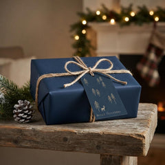 East of India NAVY woodland Christmas tags set of 6