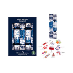 Blue Houses Christmas Crackers Festive Party Tableware Decorations Set of 10