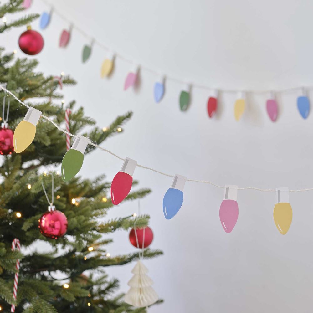 multicoloured-lightbulb-christmas-paper-garland-decoration-5m|MLC-114 |Luck and Luck| 1