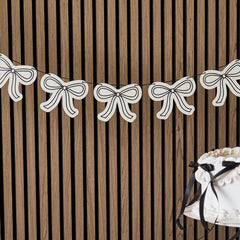 Bow Card Garland Wedding Birthday Backdrop Party Decoration White Black (200cm)