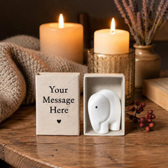 Personalised Elephant Matchbox with Porcelain Ornament and Your Own Message