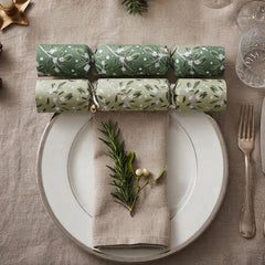 Green Mistletoe Christmas Crackers Green Festive Party Tableware Decor Set of 10
