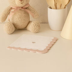 Little Hearts Paper Napkins 16 Pack Pink White Gold Birthday Party