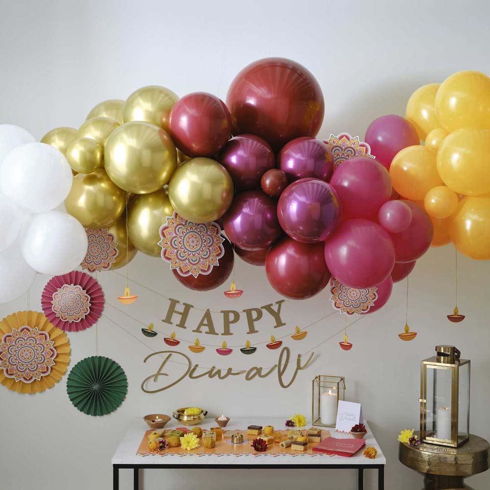 diwali-balloon-arch-kit-with-fans-and-tealight-card-decorations|DW-106|Luck and Luck| 1