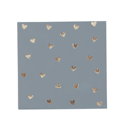 20 Blue & Gold Heart Cocktail Napkins 12cm – Party Table Decor