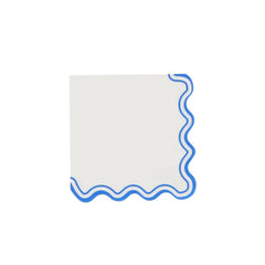 White & Blue Scalloped Edge Paper Napkins for Birthday Parties and Celebrations (Pack of 10, 33 cm Unfolded)