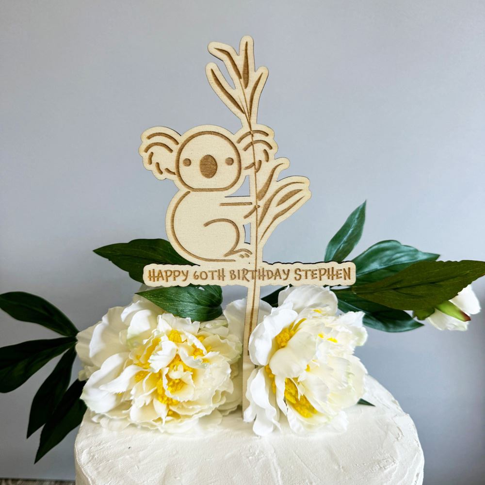 wooden-personalised-koala-cake-topper-childrens-party|LLWWKOCTP|Luck and Luck| 1