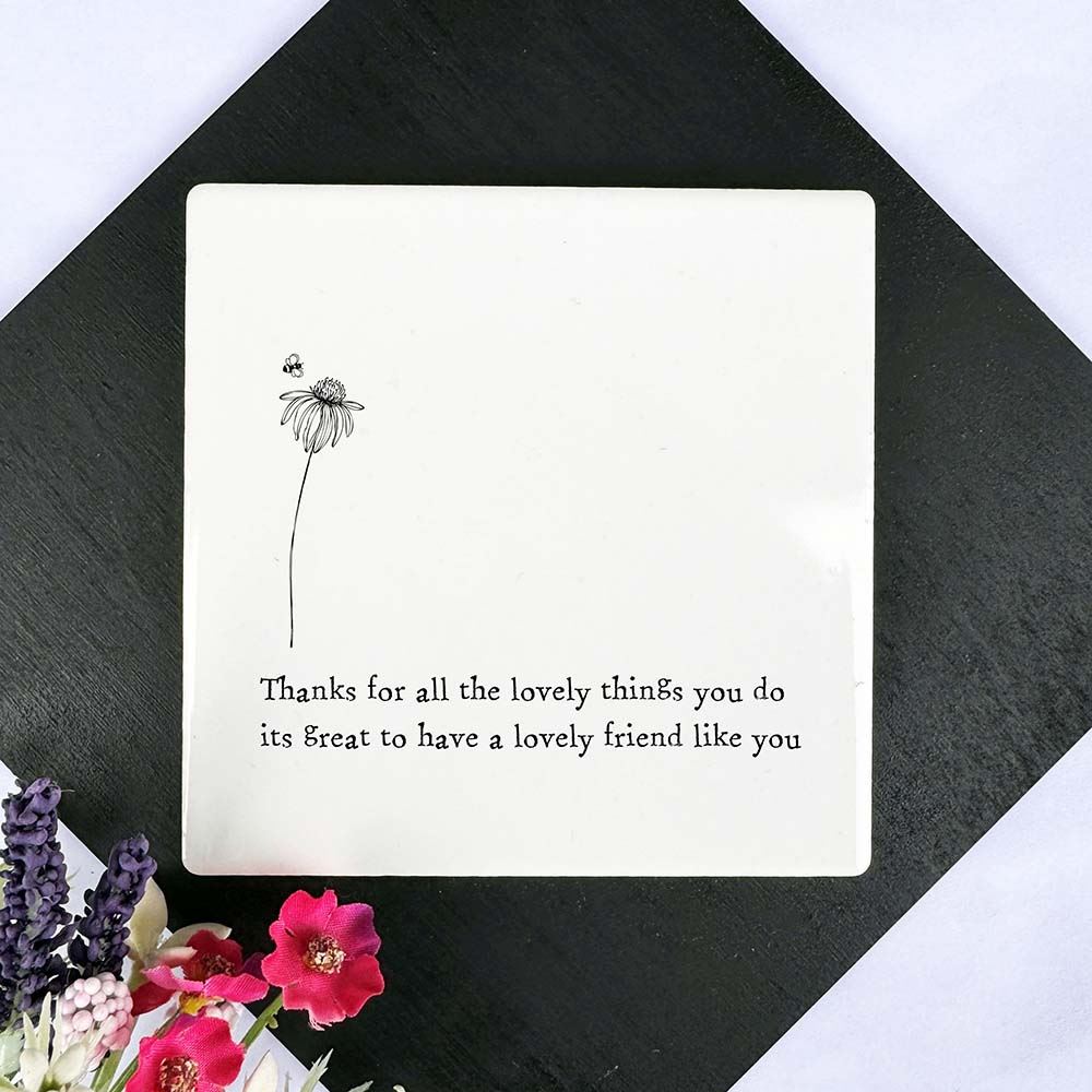 square-porcelain-white-coaster-lovely-friend-words-keepsake-gift|UV122|Luck and Luck| 1