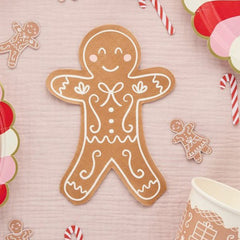 Christmas Gingerbread-Themed Paper Napkins - Brown - Pack of 16