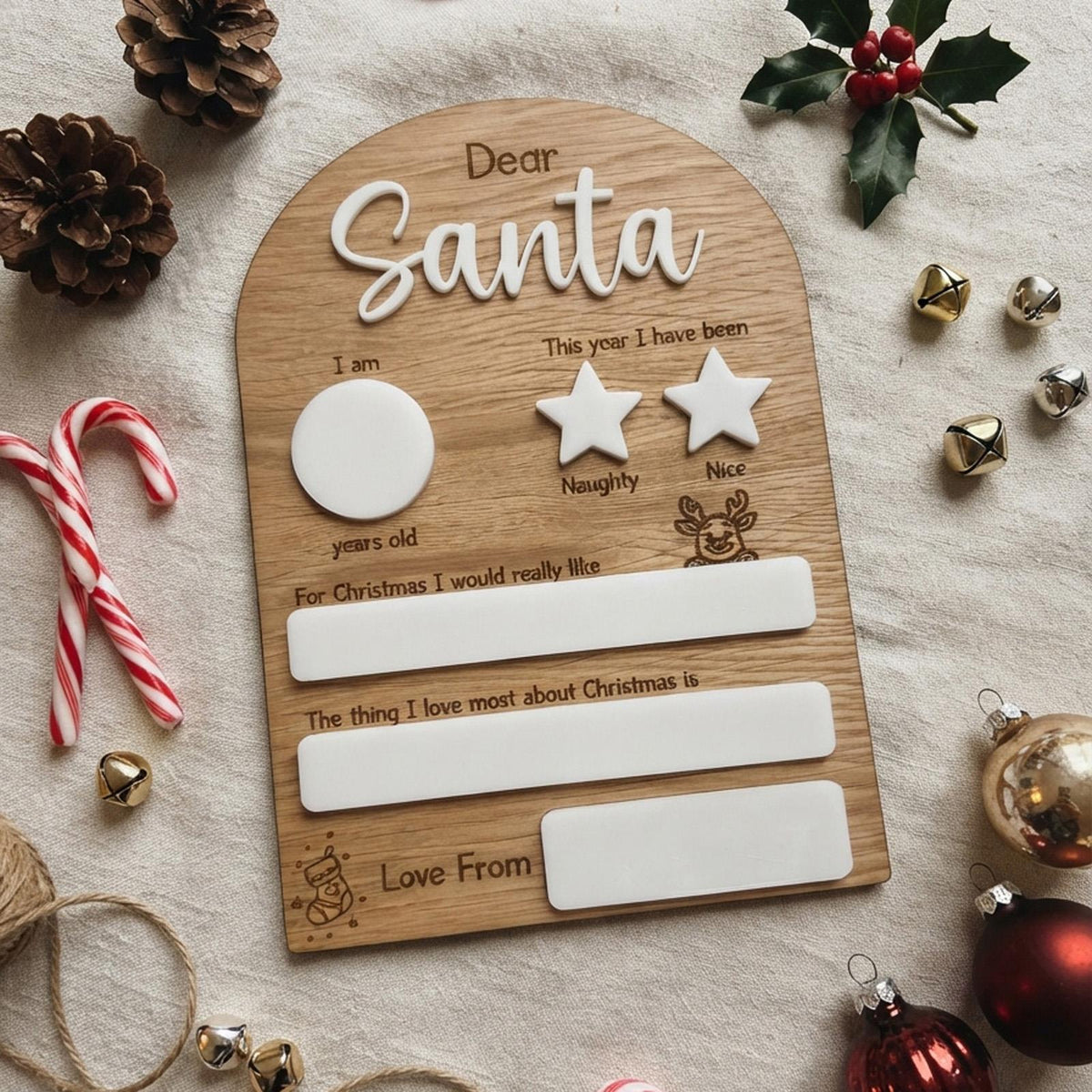 Dear Santa Wooden Christmas Sign for Cheerful Seasonal Home Decoration and Gift