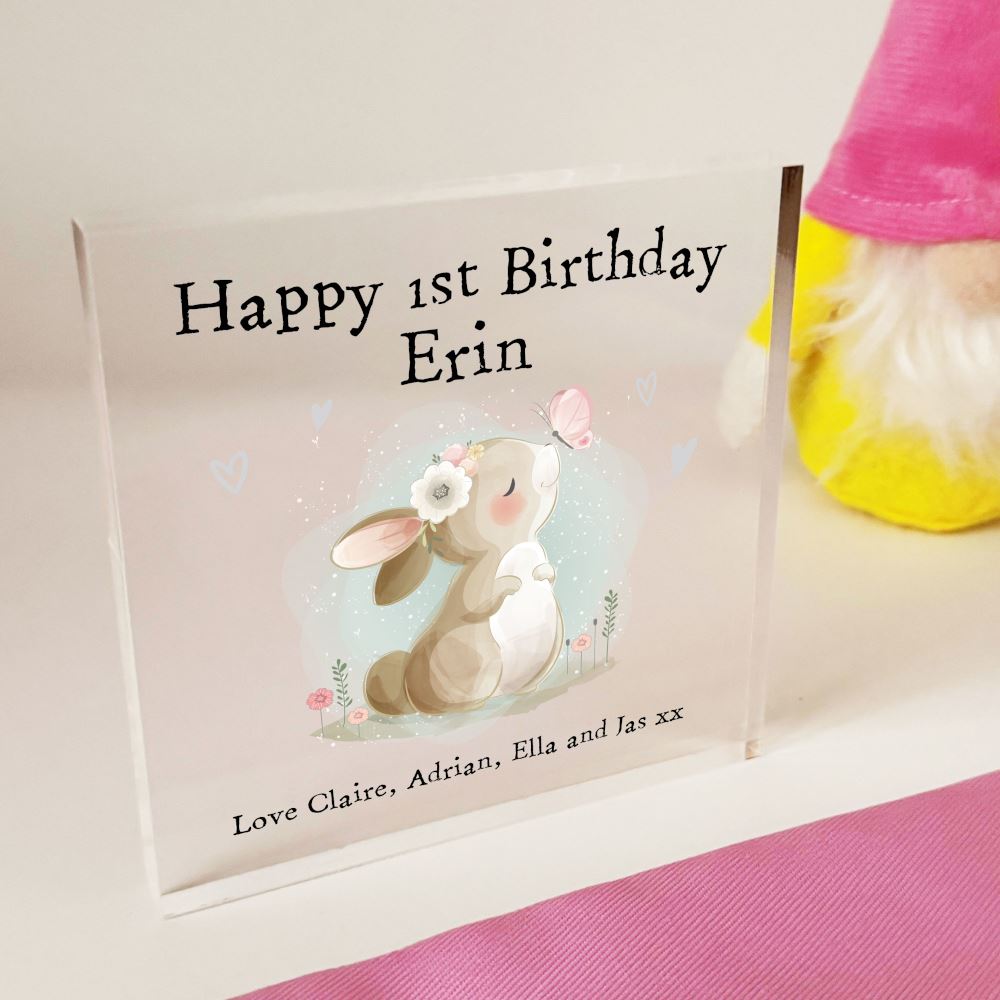 personalised-birthday-gift-acrylic-block-bunny-rabbit-name-and-age|LLUVABBDAYD3|Luck and Luck| 1