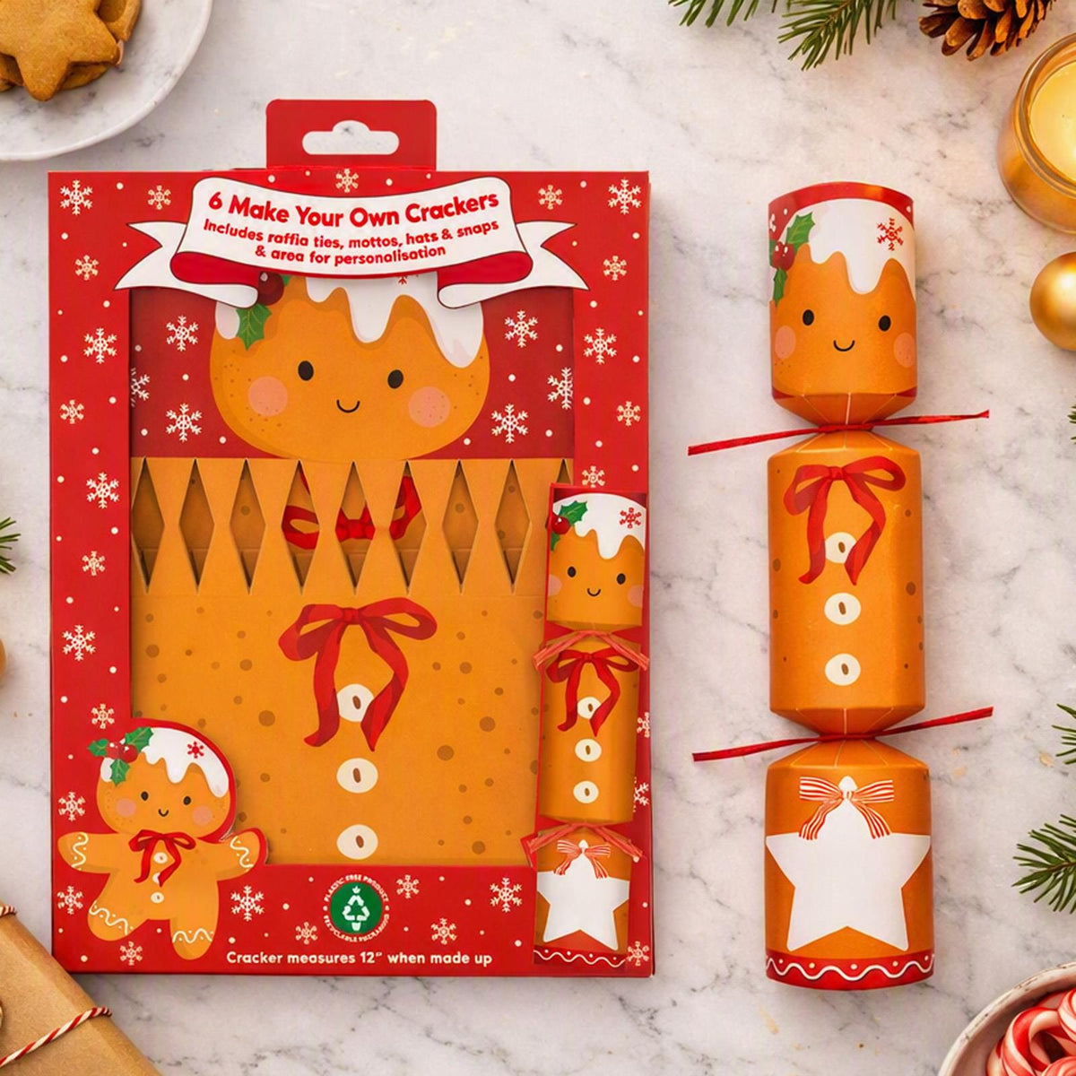 Make Your Own Gingerbread Christmas Crackers DIY Festive Party Tableware Set of 6