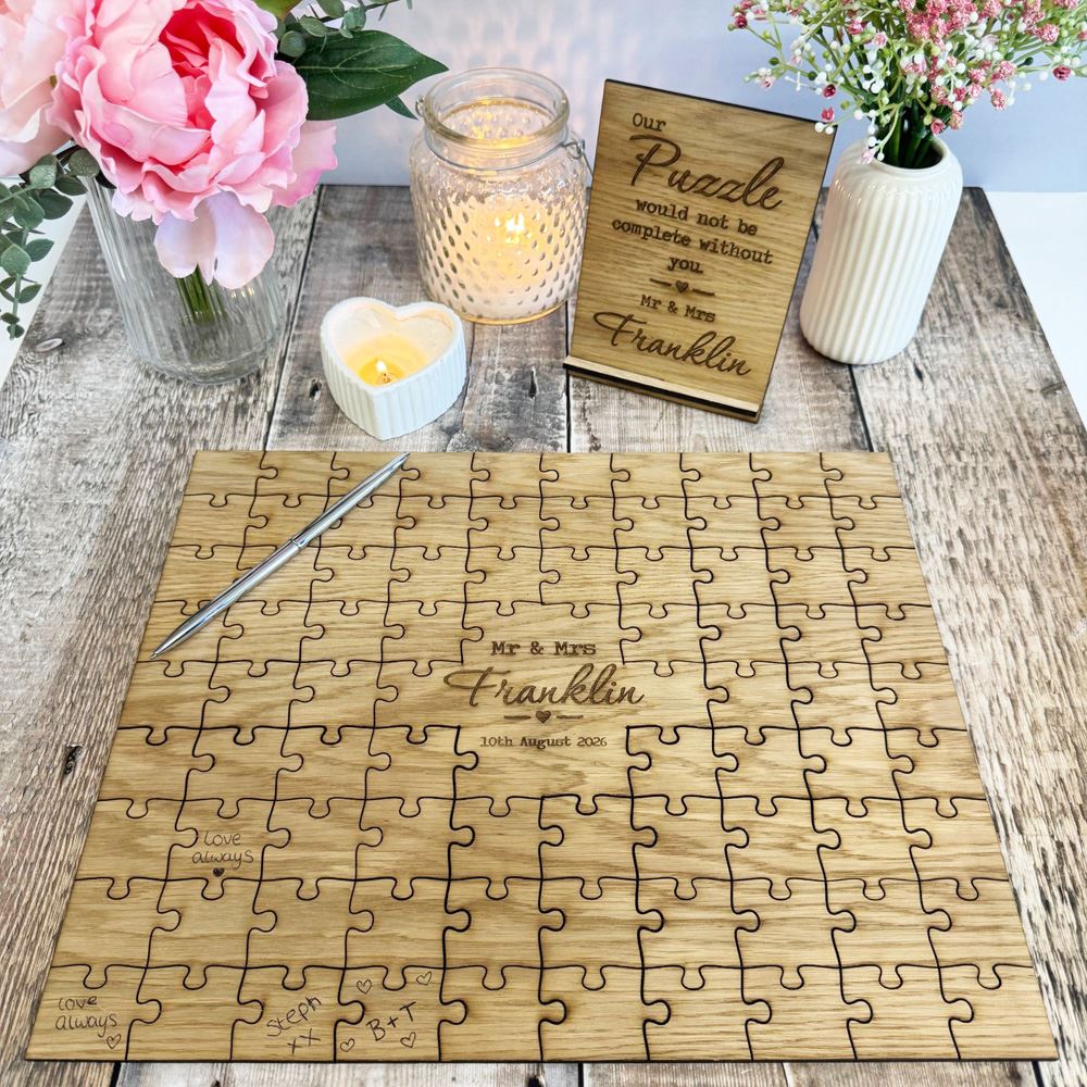 personalised-wedding-jigsaw-guestbook-82-pieces-loose-no-frame|LLWWJIGGB|Luck and Luck| 1