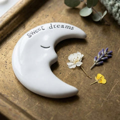 Mini Porcelain Moon Token with Sweet Dreams Message, White Keepsake Gift Idea