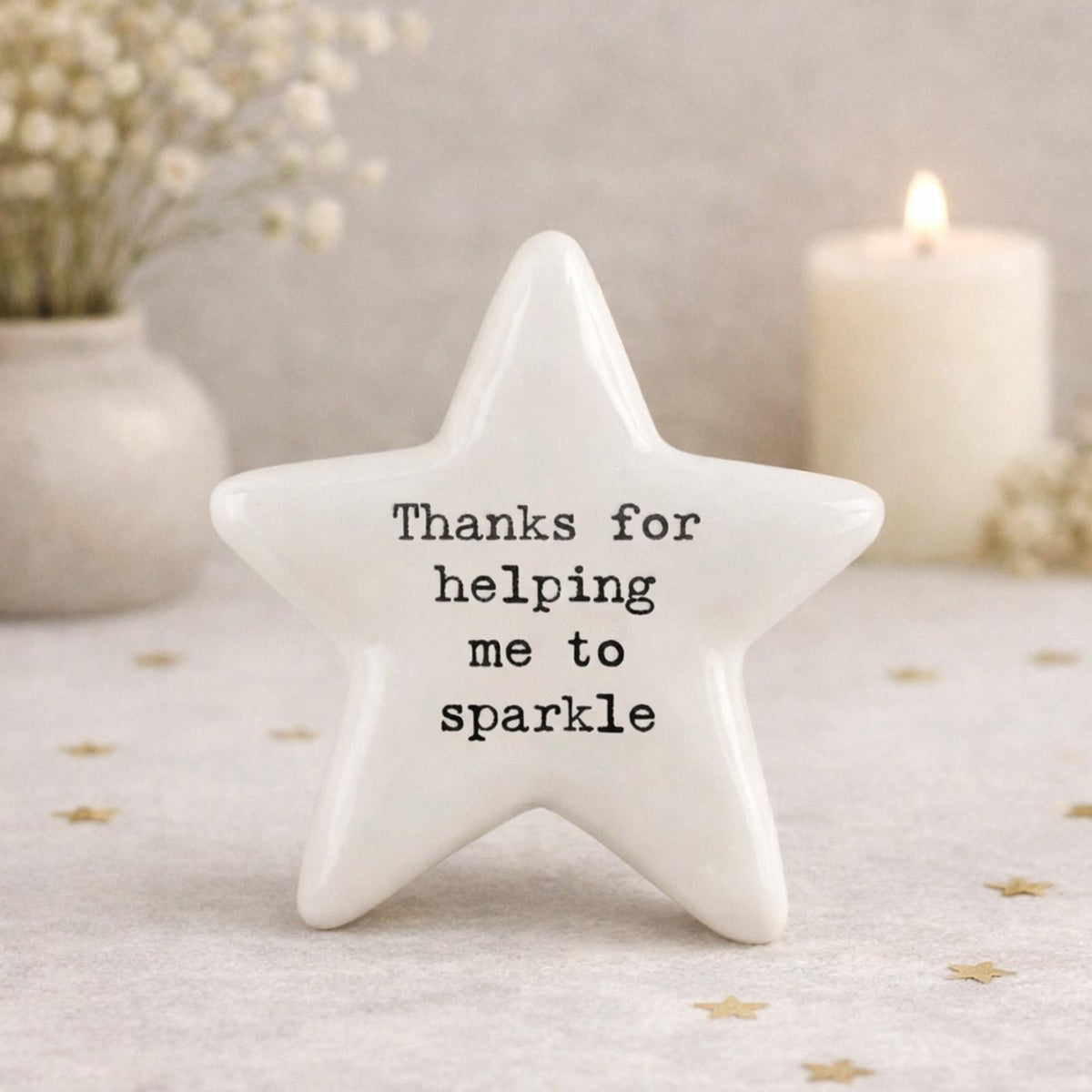East of India Porcelain Star Mini Token – Thanks for Helping Me Meaningful Gift