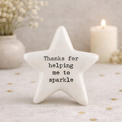 East of India Porcelain Star Mini Token – Thanks for Helping Me Meaningful Gift