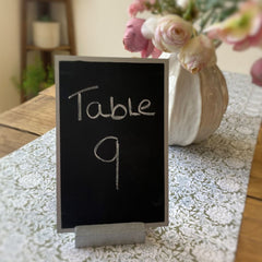 Silver Wooden Table Name/Number Sign