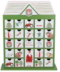 Wood Christmas Advent Calendar Farm Mini Drawers 1-24 Green Red Festive Home Decor