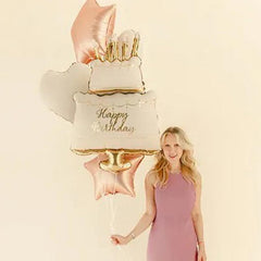 Happy Birthday Cake Foil Balloon Set for Colourful Celebrations 5 Pieces